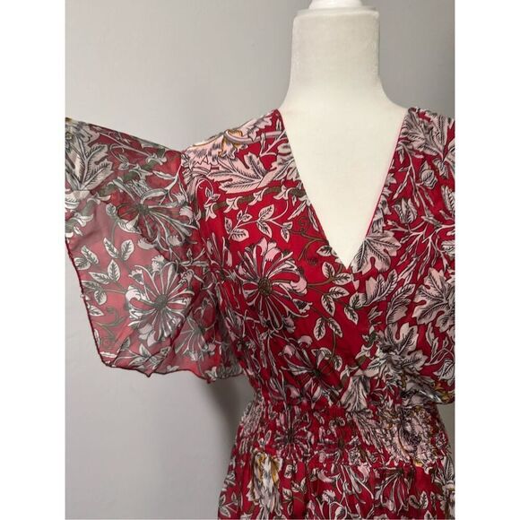 Le Ragazze made in Italy red floral print maxi dress L - Picture 7 of 9
